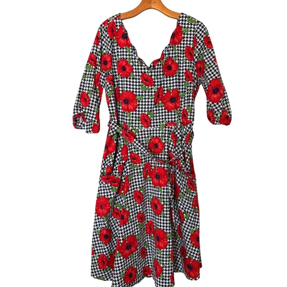 Voodoo Vixen Dresses & Skirts - Voodoo Vixen Pin Up Girl Houndstooth Poppy Belted Fit & Flare Dress SZ Plus 3X
